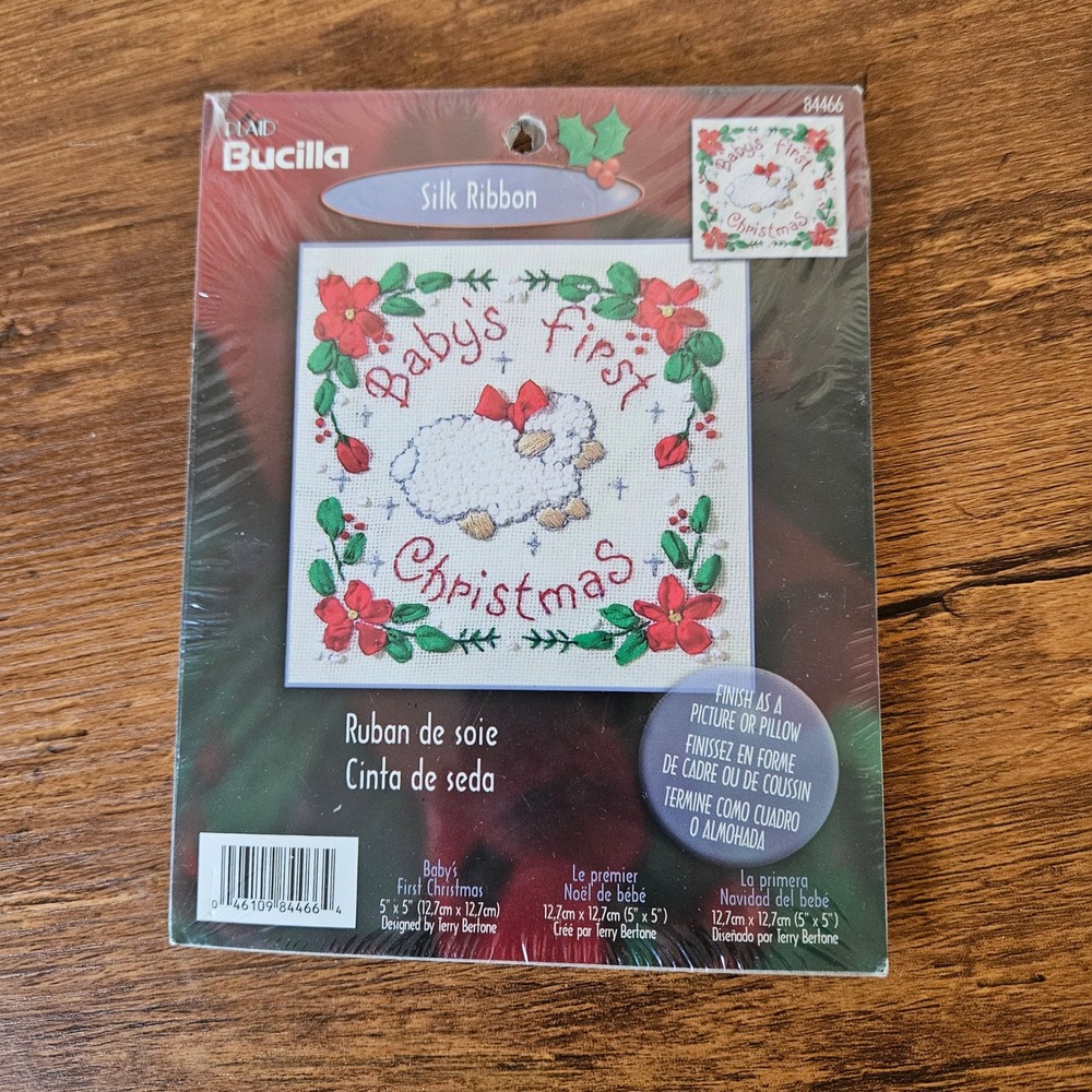 Bucilla Babys First Christmas Silk‎ Ribbon Embroidery Kit Lamb 84466 Unopened
